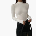 Women’s Slim Fit Stand Collar Piped Short Sleeve T-Shirt