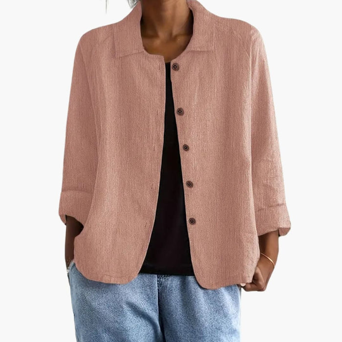 Women’s Jacket with Button Closure and Turn Down Collar