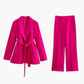 Women’s Two-Piece Blazer and Slim Pants Set – Button-Front Blazer and Straight Leg Pants