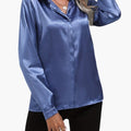 Women’s V-Neck Satin-Style Blouse – Long Sleeve Woven Dressy Top