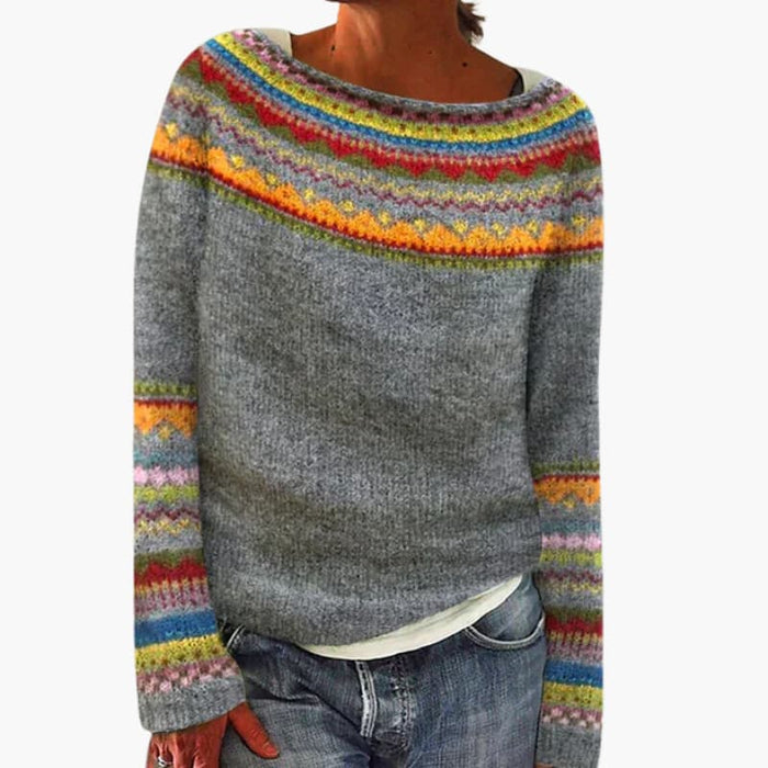 Women’s Pullover Sweater with Crew Neck and Straight Hem