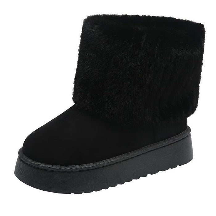 Women's Faux Fur Ankle Boots Slip-On House Shoes