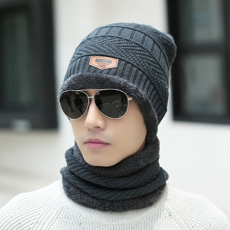Knit beanie and neck warmer set