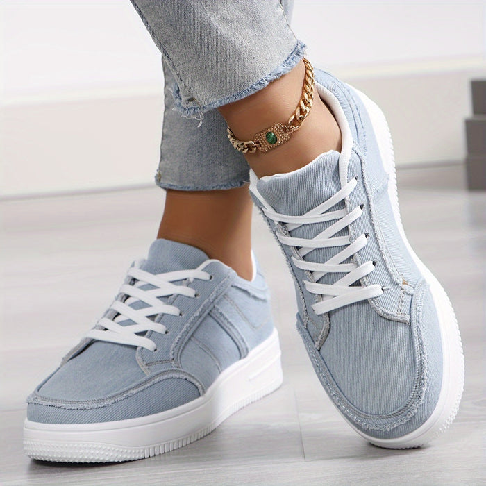Women's Lace-Up Platform Sneakers with Textured Upper