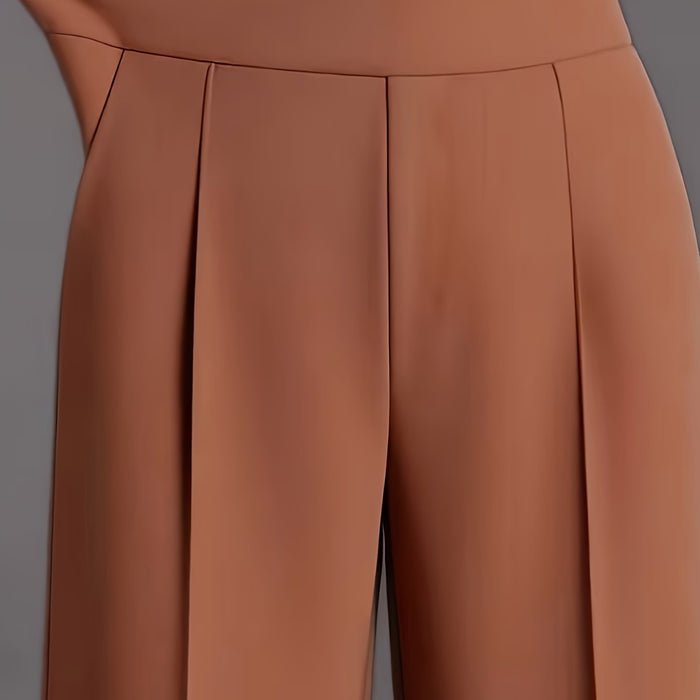 Women's High-Waisted Wide-Leg Pants with Side Pockets