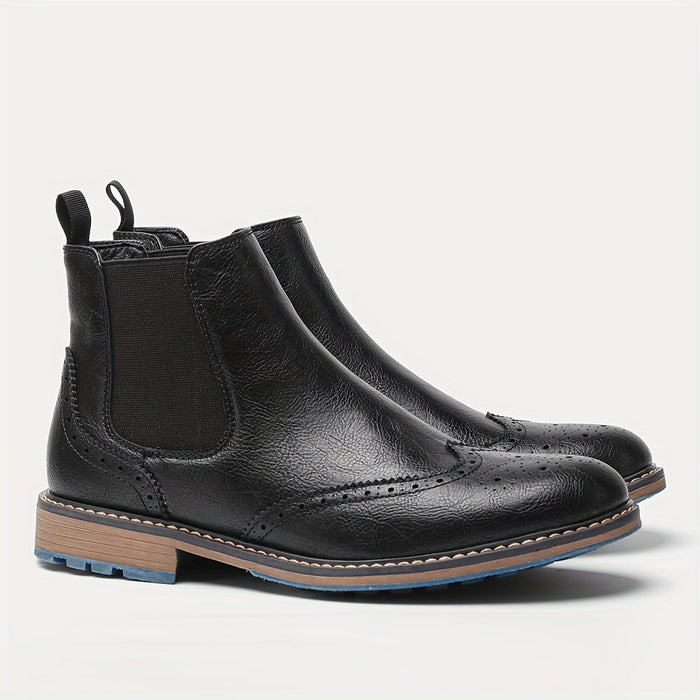 Men's Brogue Chelsea Boots with Elastic Sides