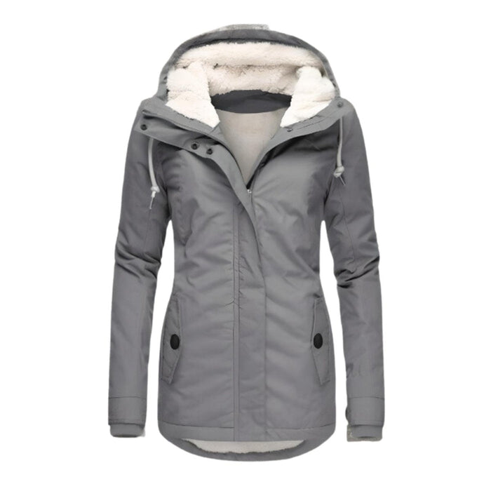 Women's Sherpa-Lined Hooded Parka Jacket Water-Resistant