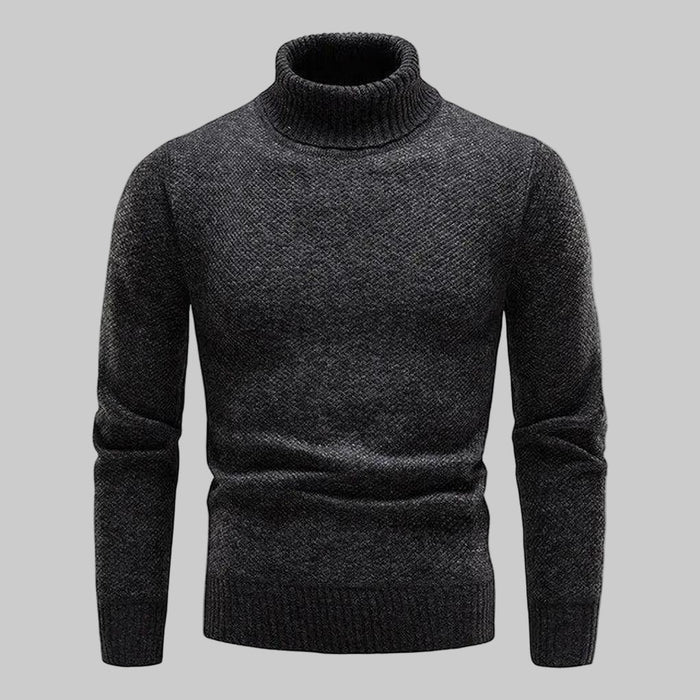 Men's Rollneck Sweater with Long Sleeves and Textured Knit