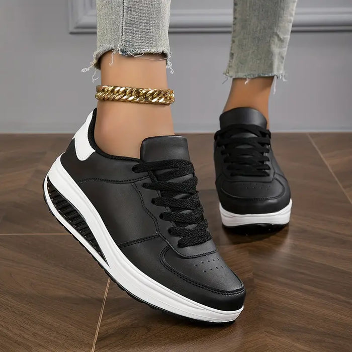 Women's Platform Sneakers Lace-Up with Cushioned Sole