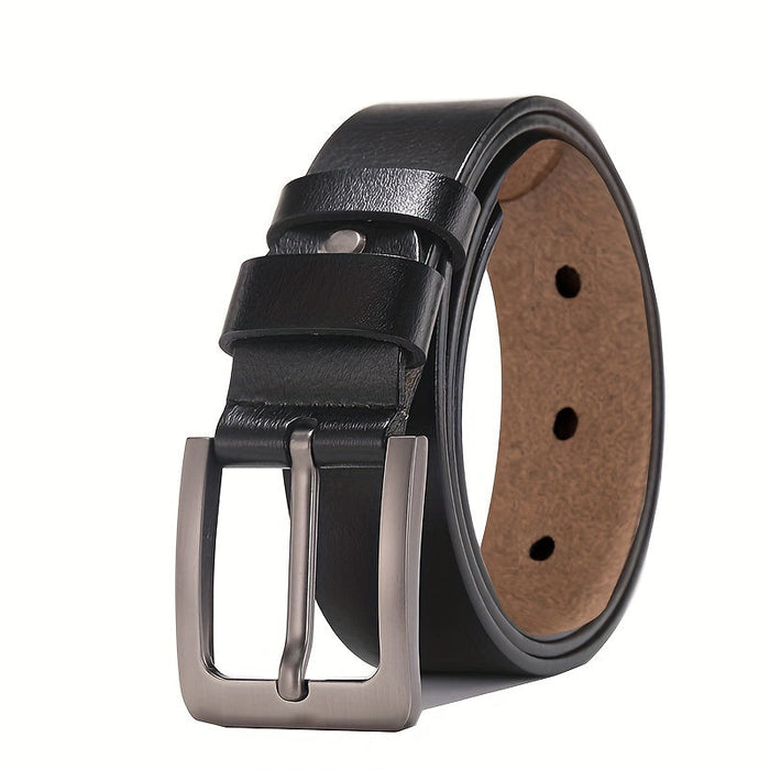 Men's Leather Belt with Pin Buckle and Adjustable Fit