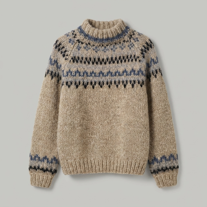 Women's Fair Isle Turtleneck Sweater with Ribbed Cuffs