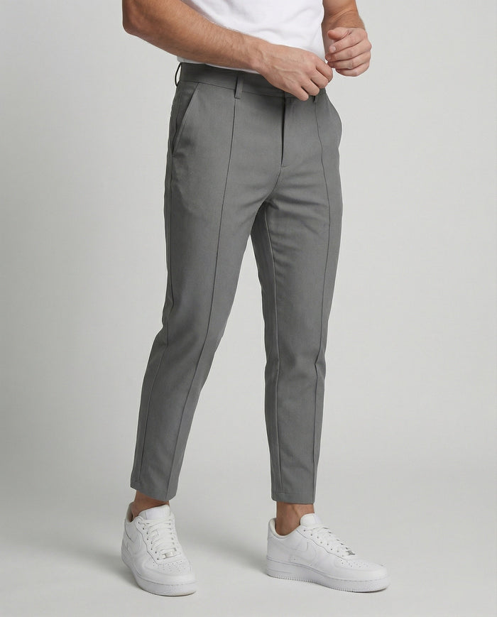 Men's Tapered Chinos with Front Crease and Ankle Length