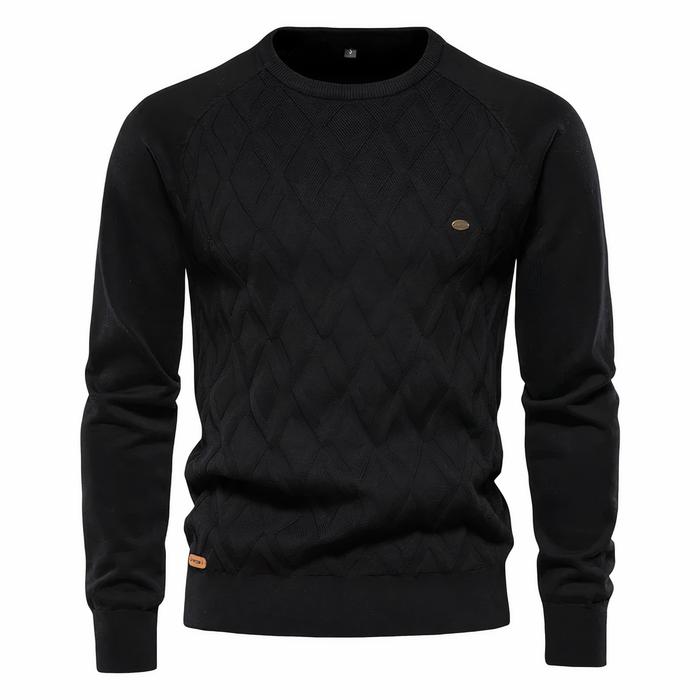 Men's Crew-Neck Sweater with Diamond Knit Pattern