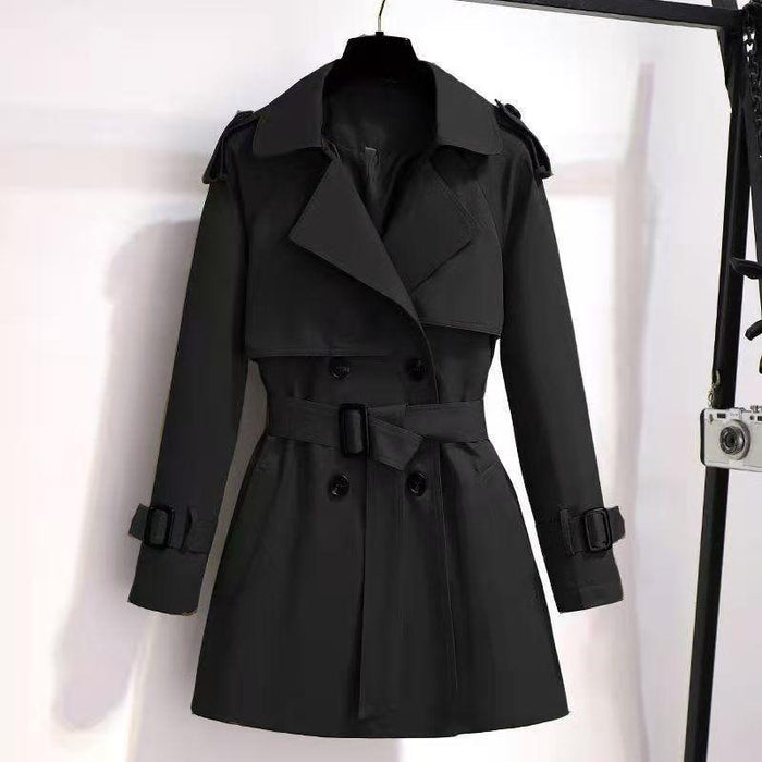 Women's Trench Coat with Belted Waist and Cuff Straps