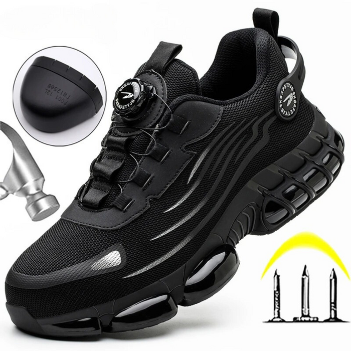 Breathable Mesh Safety Shoes with Steel Toe and Quick Lacing