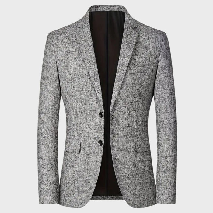 Men's Notch Lapel Blazer Two-Button Front with Flap Pockets